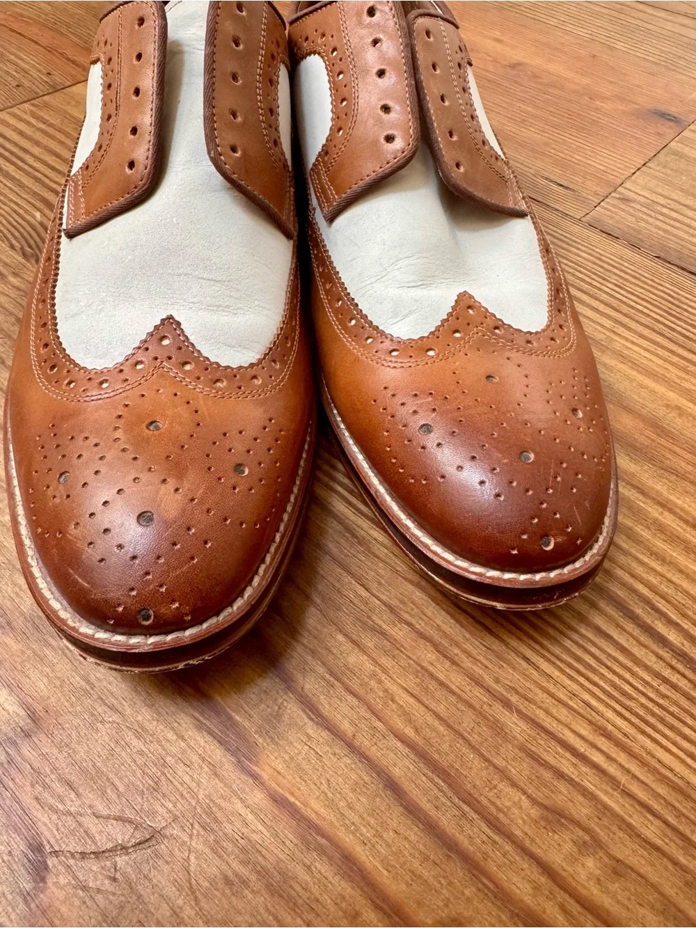 Johnston & Murphy Men's Wingtip Leather Oxford Dress Shoes Two Tone  Size 11.5